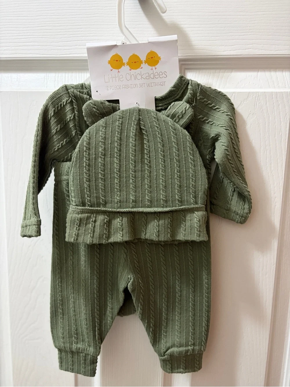 Olive Cable-Knit Baby Bodysuit
